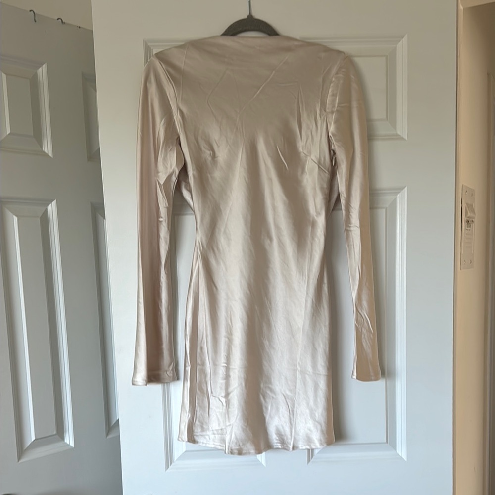 Long Sleeve Open Back Cream Dress